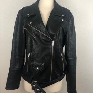 Veda black leather motorcycle jacket